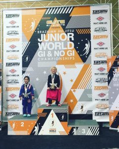 Blossom Crosby gold on podium at BJJ Junior World Championships 2019